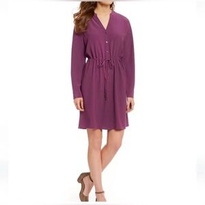 Eileen Fisher Drawstring Waist Shirt Dress in Curan Size L. NWT